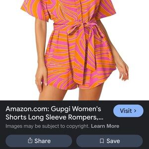 NWT Amazon Women's Pink and Orange Romper Size Large